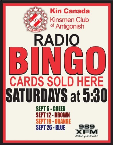 Kinsmen Radio Bingo returns Saturday, September 5th