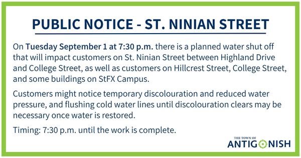 Public Notice - St. Ninian Street Neighbourhood Water Shut Off