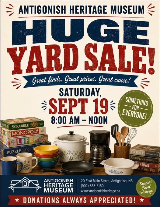 Huge Yard Sale in support of the Antigonish Heritage Museum