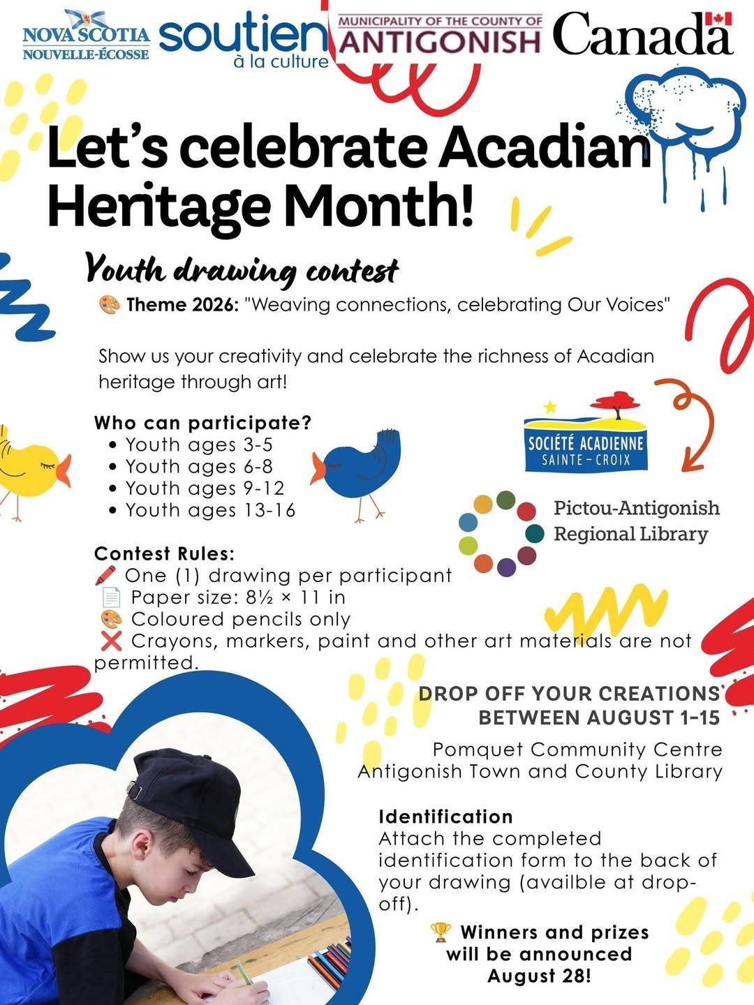 Acadian Heritage Month Youth Drawing Contest: last day to drop off