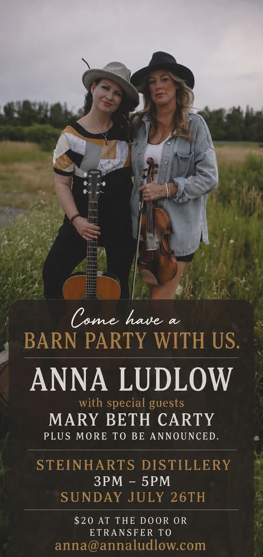 Concert Poster showing Anna Ludlow and Mary Beth Carty