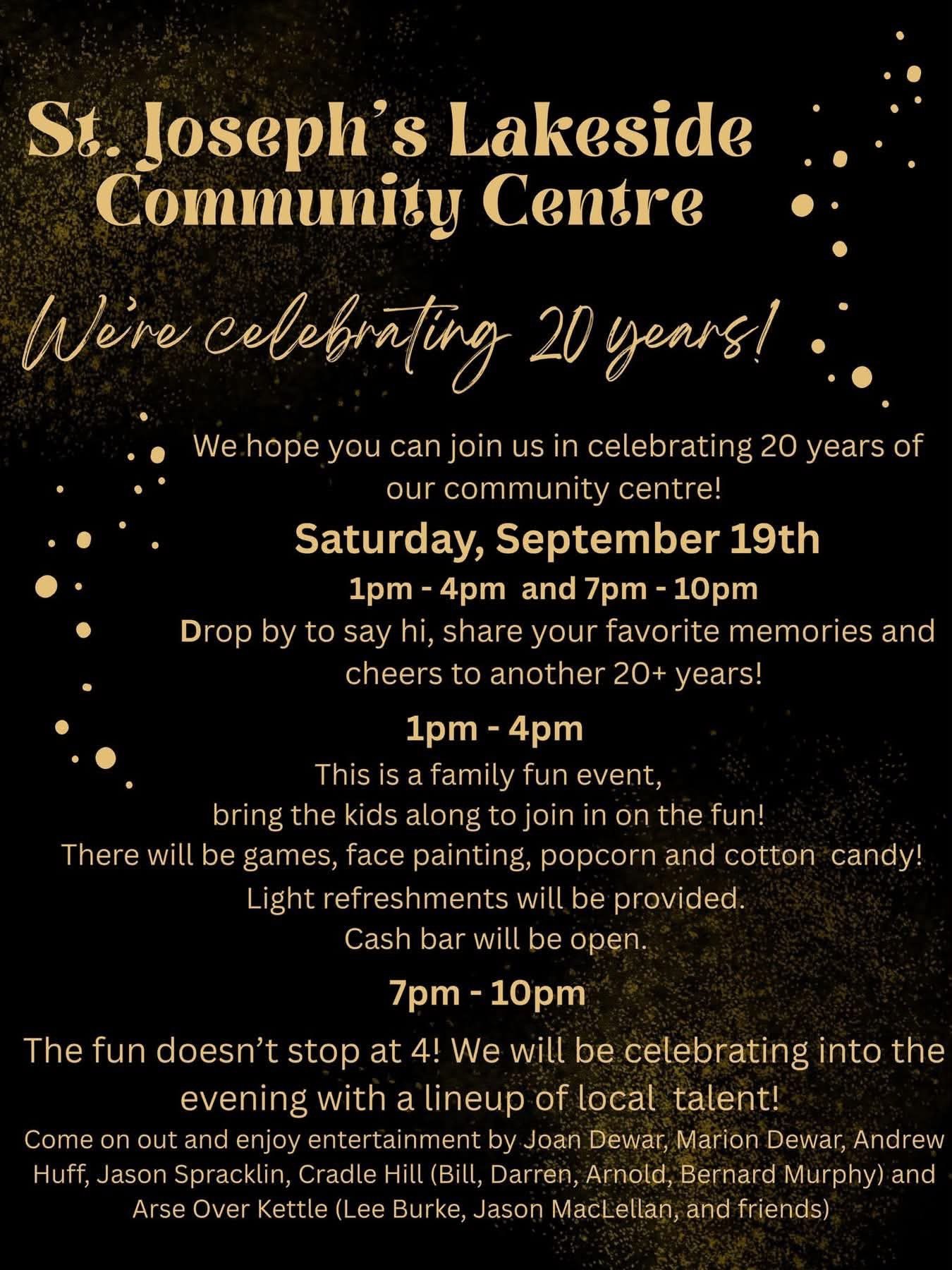St. Joseph's Lakeside Community Centre 20th Anniversary